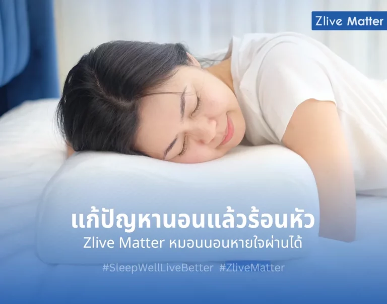 แก้ปัญหานอนแล้วร้อนหัว Zlive Matter หมอนนอนหายใจผ่านได้
